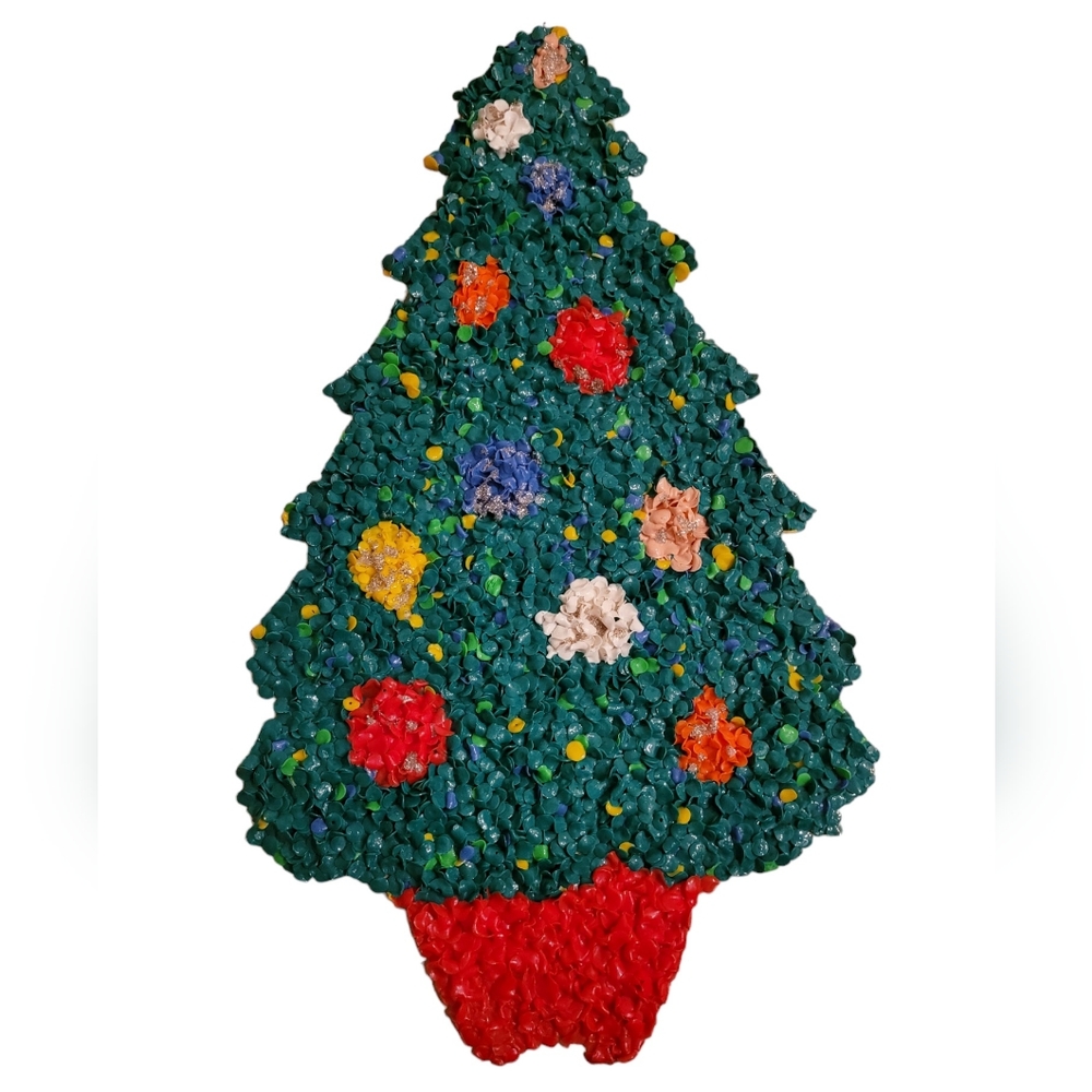 Vintage Christmas tree melted popcorn decoration